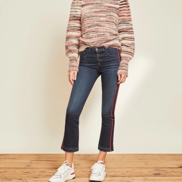Veronica Beard Denim - Veronica Beard Carolyn 10” Baby Boot Jeans Midinight w/ Fray Navy Red Sz 26